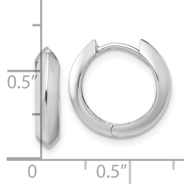 10K White Gold Polished Hinged Huggie Earrings - Image 4