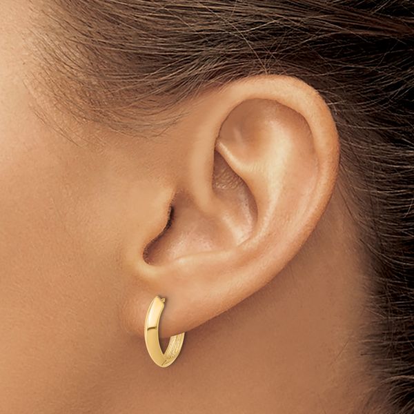 Leslie's 10K Polished Hinged Huggie Earrings - Image 3