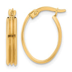 10K Polished and Grooved Oval Hoop Earrings