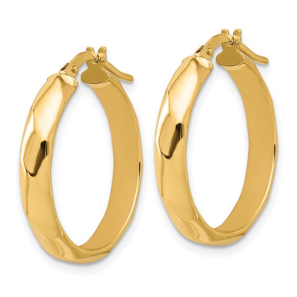 10K Polished Twisted Round Hoop Earrings - Image 2