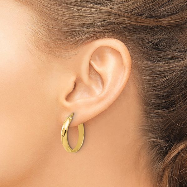 10K Polished Twisted Round Hoop Earrings - Image 3