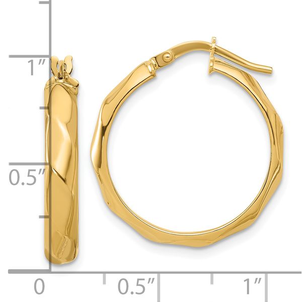 10K Polished Twisted Round Hoop Earrings - Image 4
