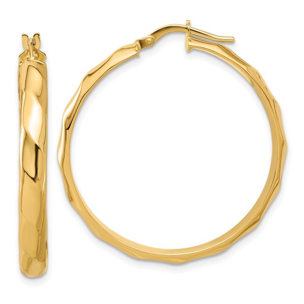 10K Polished Twisted Round Hoop Earrings