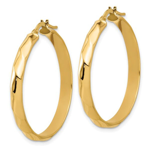 10K Polished Twisted Round Hoop Earrings - Image 2