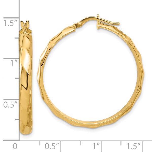 10K Polished Twisted Round Hoop Earrings - Image 4