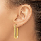 Leslie's 10K Polished and Diamond-cut Oval Hoop Earrings - Image 3