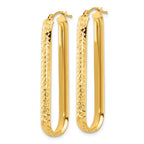 10K Polished and Diamond-cut Oval Hoop Earrings - Image 2