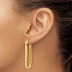 10K Polished and Diamond-cut Oval Hoop Earrings - Image 3