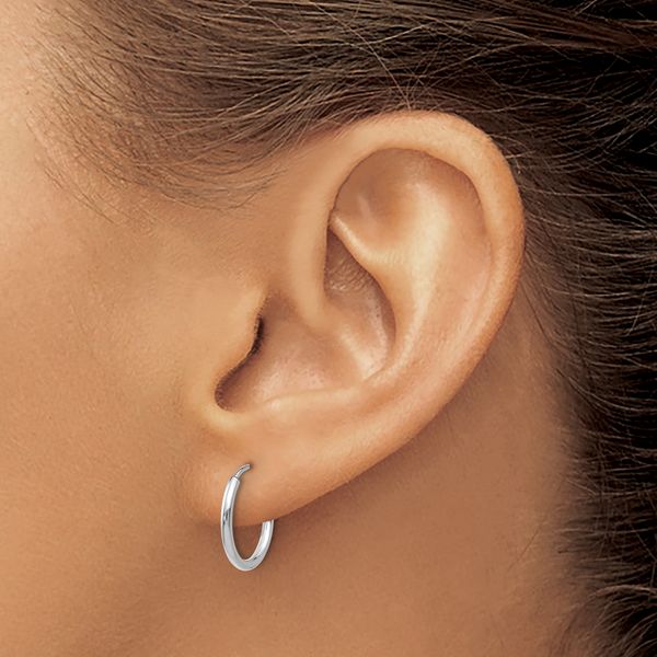 Leslie's 10k White Gold 1.5mm Polished Endless Hoop Earrings - Image 3