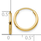 Leslie's 10k 1.5mm Polished Round Endless Hoop Earrings - Image 4