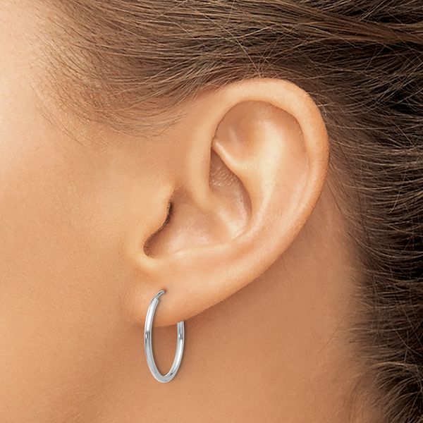 Leslie's 10k White Gold 1.5mm Polished Endless Hoop Earrings - Image 3