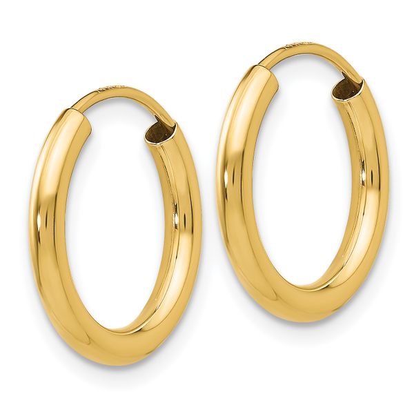 Leslie's 10k Polished Round Endless 2mm Hoop Earrings - Image 2