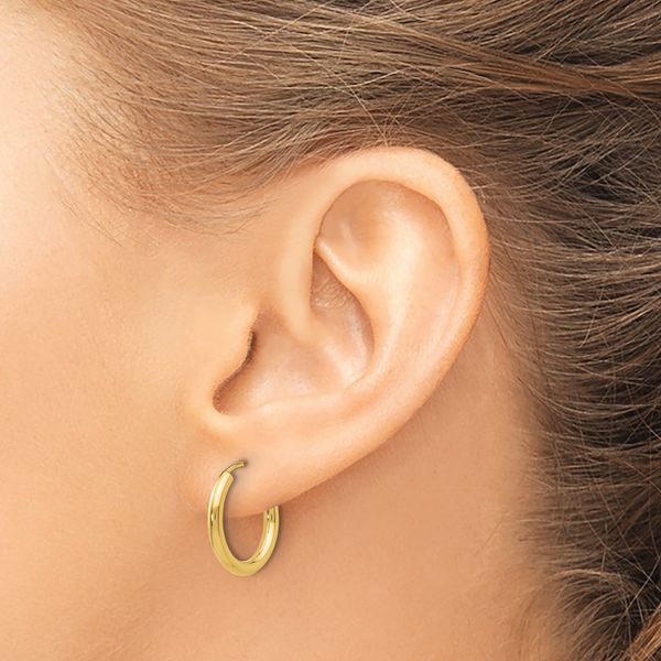 Leslie's 10k Polished Round Endless 2mm Hoop Earrings - Image 3
