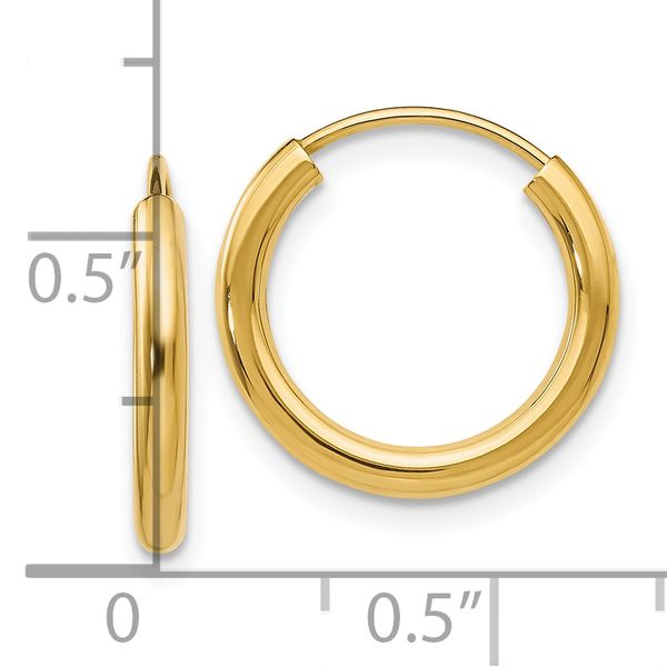 Leslie's 10k Polished Round Endless 2mm Hoop Earrings - Image 4