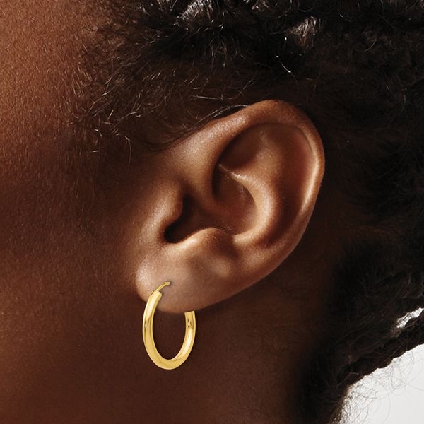 Leslie's 10k Polished Round Endless 2mm Hoop Earrings - Image 3