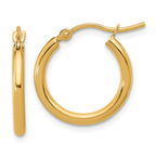 Leslie's 10k Polished 2x17.5mm Lightweight Tube Hoop Earrings