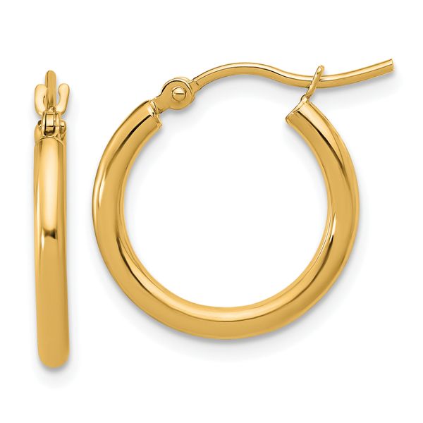 Leslie's 10k Polished 2x17.5mm Lightweight Tube Hoop Earrings
