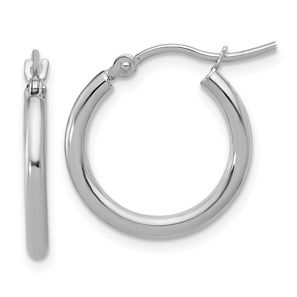 Leslie's 10k White Gold Polished 2x17.5mm Lightweight Tube Hoop Earrings