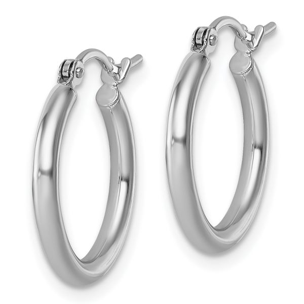 Leslie's 10k White Gold Polished 2x17.5mm Lightweight Tube Hoop Earrings - Image 2