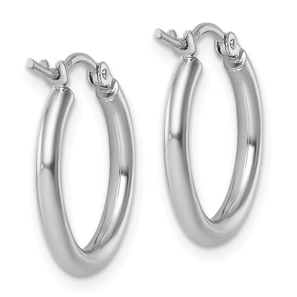 Leslie's 10k White Gold Polished 2x17.5mm Lightweight Tube Hoop Earrings - Image 4