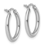 Leslie's 10k White Gold Polished 2x17.5mm Lightweight Tube Hoop Earrings - Image 4