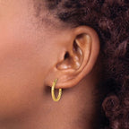 Leslie's 10k Polished 2x17.5mm Lightweight Tube Hoop Earrings - Image 3