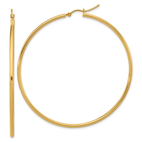 Leslie's 10k Polished 2x60mm Lightweight Tube Hoop Earrings