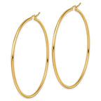 Leslie's 10k Polished 2x60mm Lightweight Tube Hoop Earrings - Image 2
