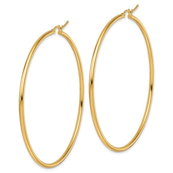Leslie's 10k Polished 2x60mm Lightweight Tube Hoop Earrings - Image 2