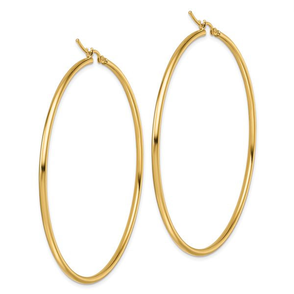 Leslie's 10k Polished 2x60mm Lightweight Tube Hoop Earrings - Image 4