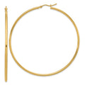 Leslie's 10k Polished 2x65mm Lightweight Tube Hoop Earrings