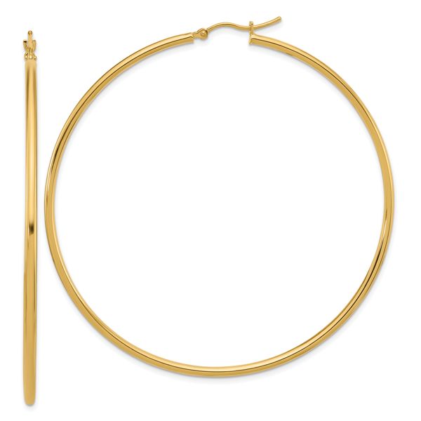 Leslie's 10k Polished 2x65mm Lightweight Tube Hoop Earrings
