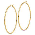 Leslie's 10k Polished 2x65mm Lightweight Tube Hoop Earrings - Image 2