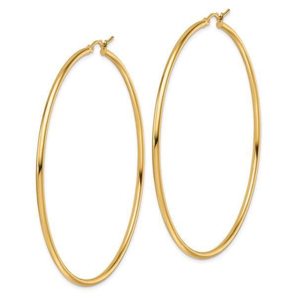 Leslie's 10k Polished 2x65mm Lightweight Tube Hoop Earrings - Image 2