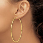 Leslie's 10k Polished 2x65mm Lightweight Tube Hoop Earrings - Image 3