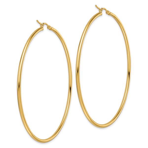 Leslie's 10k Polished 2x65mm Lightweight Tube Hoop Earrings - Image 4