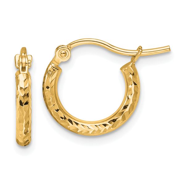 Leslie's 10k Diamond-cut 2mm Round Tube Hoop Earrings
