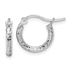 Leslie's 10k White Gold Diamond-cut 2mm Round Tube Hoop Earrings