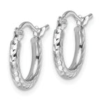Leslie's 10k White Gold Diamond-cut 2mm Round Tube Hoop Earrings - Image 2