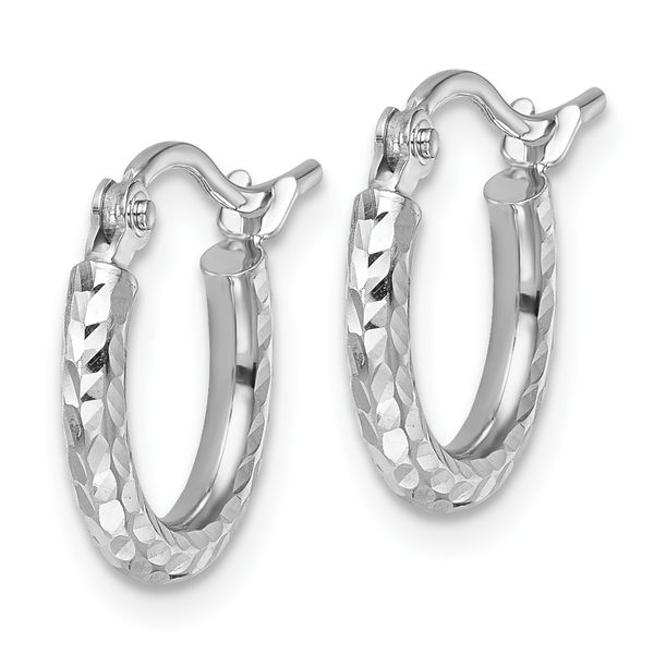 Leslie's 10k White Gold Diamond-cut 2mm Round Tube Hoop Earrings - Image 2