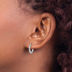 Leslie's 10k White Gold Diamond-cut 2mm Round Tube Hoop Earrings - Image 3