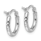 Leslie's 10k White Gold Diamond-cut 2mm Round Tube Hoop Earrings - Image 4