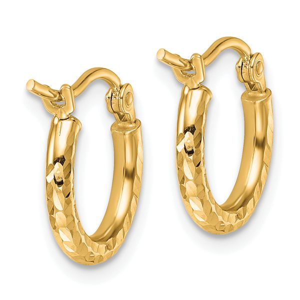Leslie's 10k Diamond-cut 2mm Round Tube Hoop Earrings - Image 4
