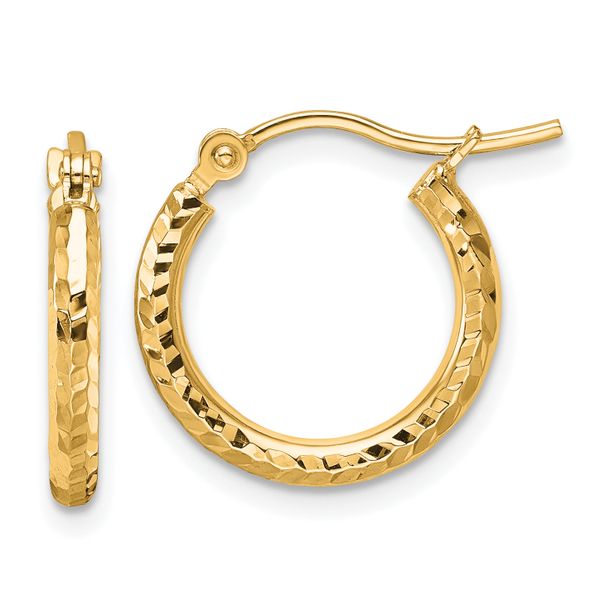 Leslie's 10k Diamond-cut 2mm Round Tube Hoop Earrings