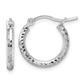 Leslie's 10k White Gold Diamond-cut 2mm Round Tube Hoop Earrings