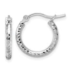 Leslie's 10k White Gold Diamond-cut 2mm Round Tube Hoop Earrings