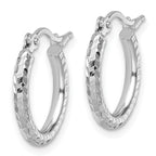 Leslie's 10k White Gold Diamond-cut 2mm Round Tube Hoop Earrings - Image 2
