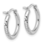 Leslie's 10k White Gold Diamond-cut 2mm Round Tube Hoop Earrings - Image 4