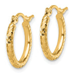 Leslie's 10k Diamond-cut 2mm Round Tube Hoop Earrings - Image 2