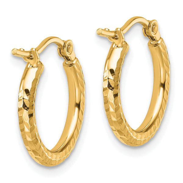 Leslie's 10k Diamond-cut 2mm Round Tube Hoop Earrings - Image 4